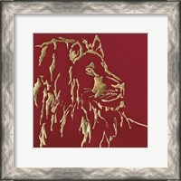 Framed Gilded Lion on Red
