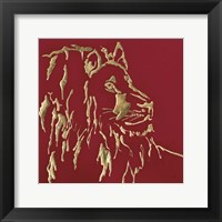 Framed Gilded Lion on Red