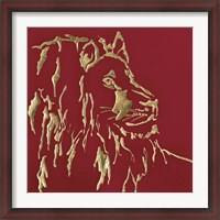 Framed Gilded Lion on Red