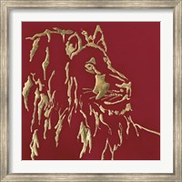 Framed Gilded Lion on Red