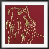 Framed Gilded Lion on Red