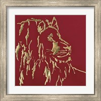 Framed 'Gilded Lion on Red' border=