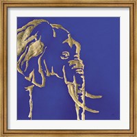 Framed Gilded Elephant Indigo