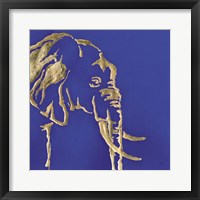 Framed Gilded Elephant Indigo