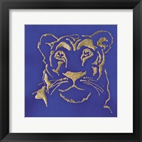 Framed Gilded Lioness Indigo