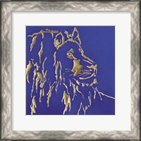 Framed Gilded Lion Indigo