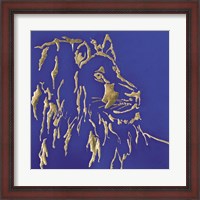 Framed Gilded Lion Indigo