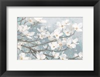 Framed Dogwood Blossoms II Blue Gray Crop