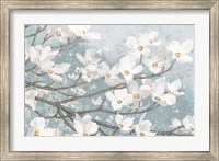 Framed Dogwood Blossoms II Blue Gray Crop