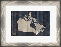 Framed Old World Map Blue Canada