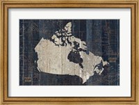 Framed Old World Map Blue Canada