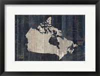 Framed Old World Map Blue Canada