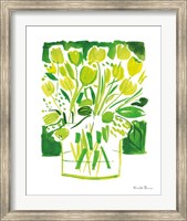 Framed Lemon Green Tulips I