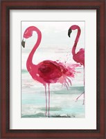 Framed Beach Flamingoes