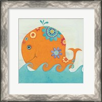 Framed Happy Floral Whale