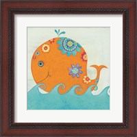 Framed Happy Floral Whale