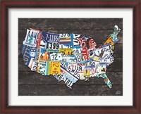 Framed USA License Plate Map C
