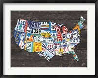 Framed USA License Plate Map C