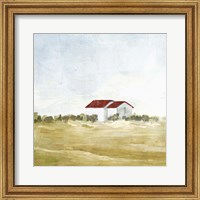 Framed Red Farm House I