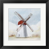 Framed Red Windmill I