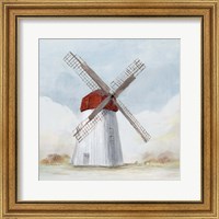 Framed 'Red Windmill I' border=