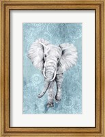 Framed Blue Paisley Elephant