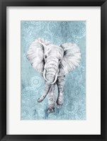 Framed Blue Paisley Elephant