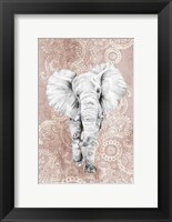 Framed Pink Paisley Elephant