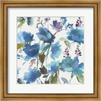 Framed Blue Flower Garden I