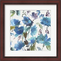 Framed Blue Flower Garden I