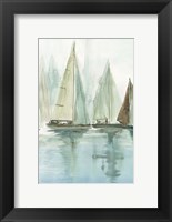 Framed Blue Sailboats II