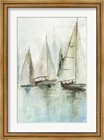 Framed Blue Sailboats III