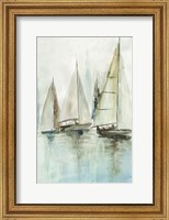 Framed Blue Sailboats III