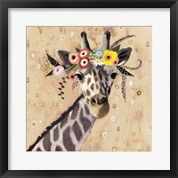 Framed 'Klimt Giraffe II' border=