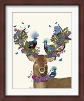 Framed Deer Birdkeeper, Blue Pigeons