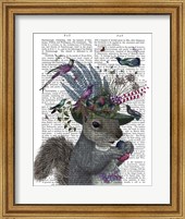 Framed Squirrel Birdkeeper and Blue Acorns