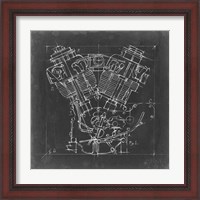 Framed 'Motorcycle Engine Blueprint I' border=