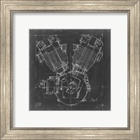 Framed 'Motorcycle Engine Blueprint III' border=
