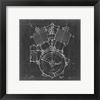 Framed 'Motorcycle Engine Blueprint IV' border=