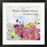 Framed 'Bloom & Fly I' border=