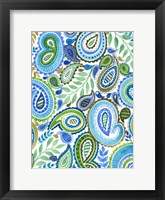 Framed Blue & Green Paisley II