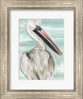 Framed Turquoise Pelican I