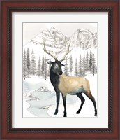 Framed 'Winter Elk I' border=