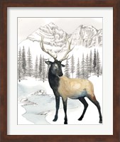 Framed 'Winter Elk I' border=
