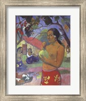 Framed Woman Holding a Fruit, Where Are You Going