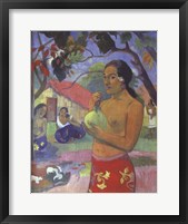 Framed Woman Holding a Fruit, Where Are You Going
