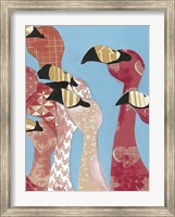 Framed Flock of Flamingoes I