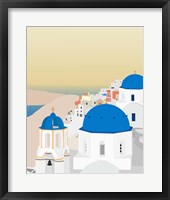 Framed 'Travel Europe--Santorini' border=
