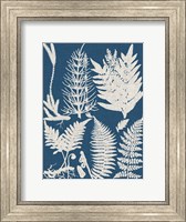 Framed Linen & Blue Ferns II