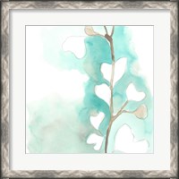 Framed Teal and Ochre Ginko III